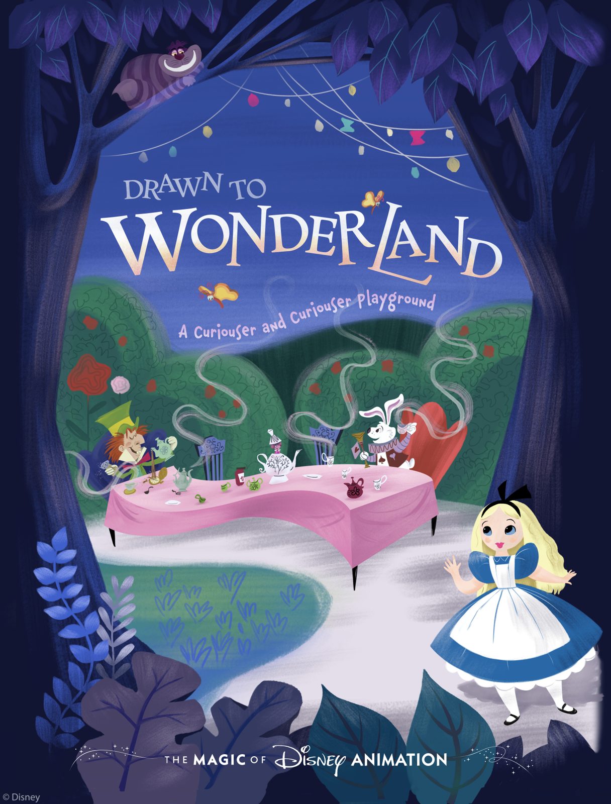 Playground coberto Drawn to Wonderland, inspirado em Alice no País das Maravilhas